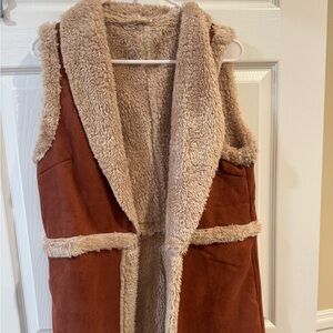 Hem & Thread Tan Faux Fur Vest